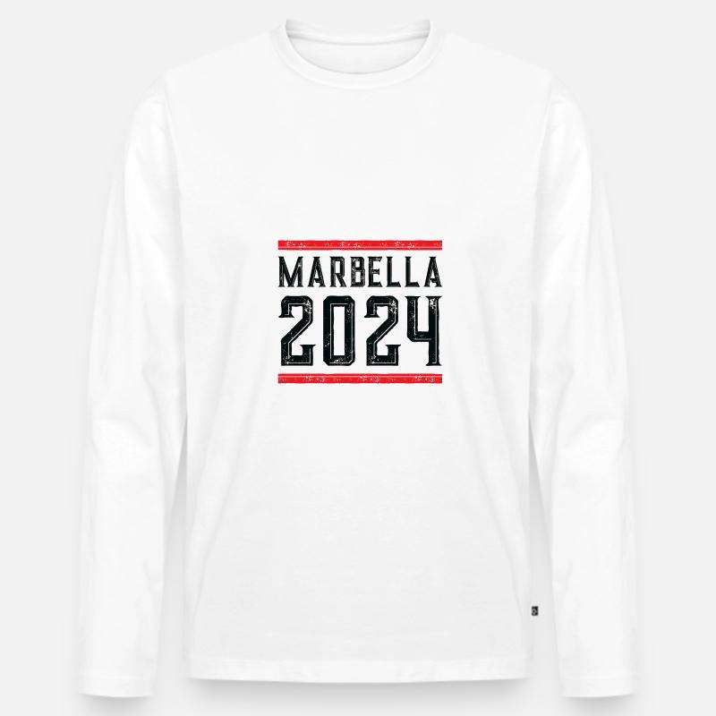 Marbella 2024 - Männer Premium Bio Langarmshirt - Weiß