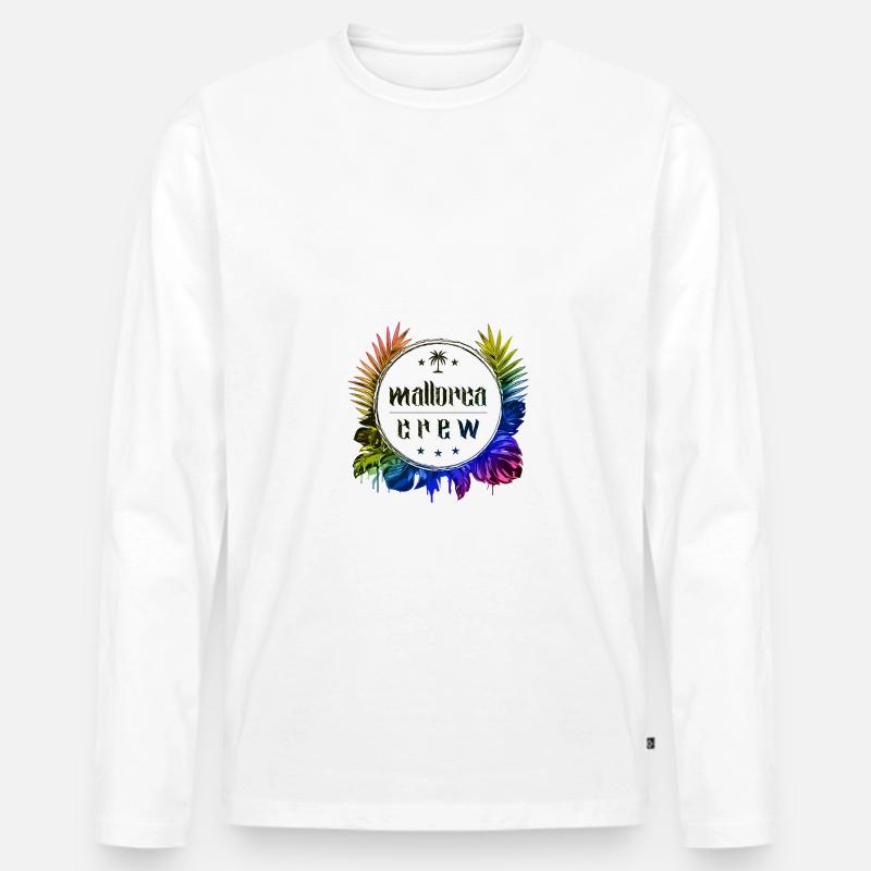 Mallorca Crew Bunt - Männer Premium Bio Langarmshirt - Weiß
