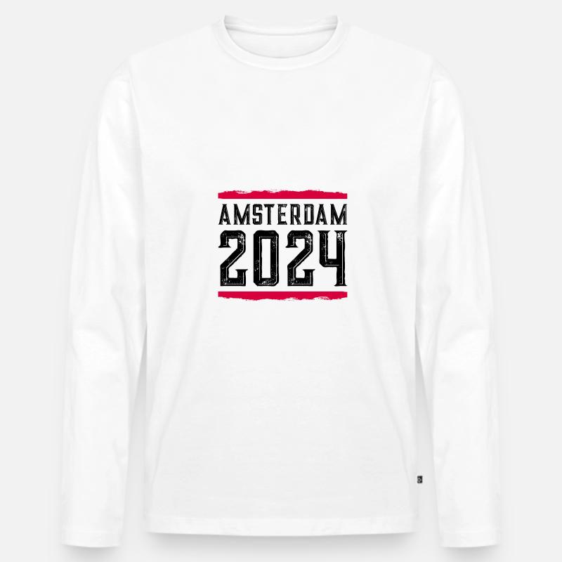 Amsterdam 2024 - Männer Premium Bio Langarmshirt - Weiß