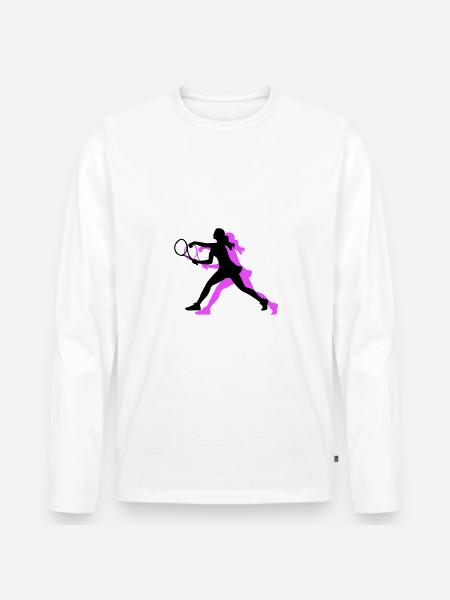 Tennis Spielerin Symbol - Männer Premium Bio Langarmshirt - Weiß
