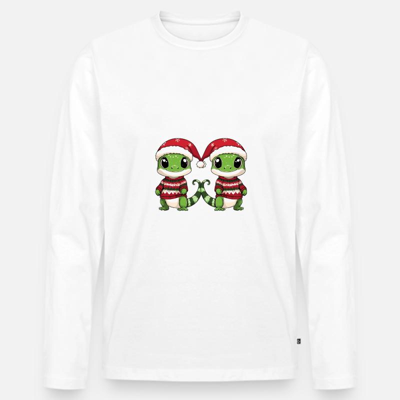 Echse Weihnachten Team - Männer Premium Bio Langarmshirt - Weiß