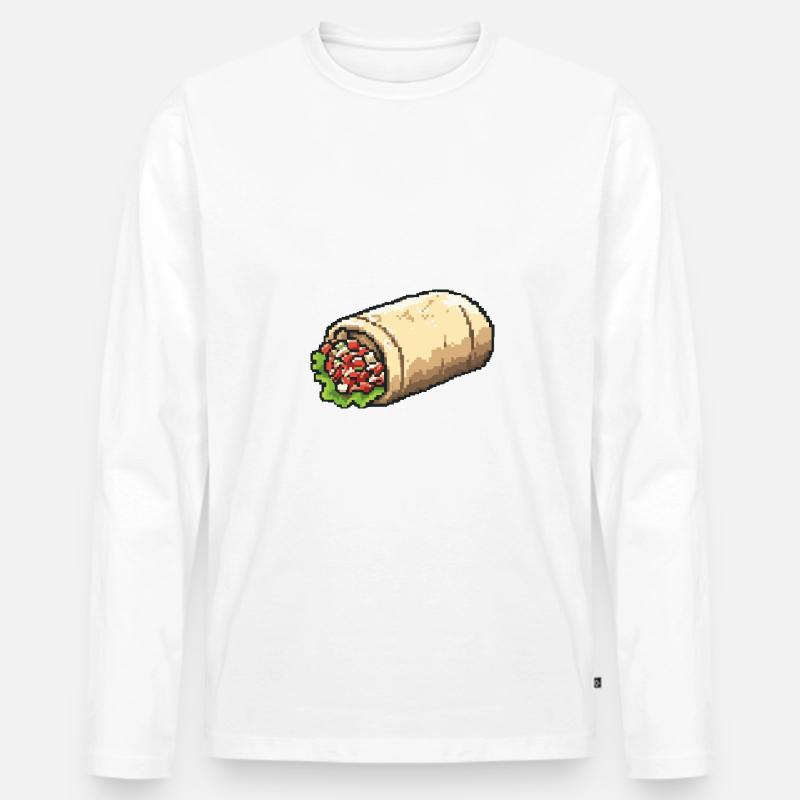 Burrito Pixel Gamer - Männer Premium Bio Langarmshirt - Weiß