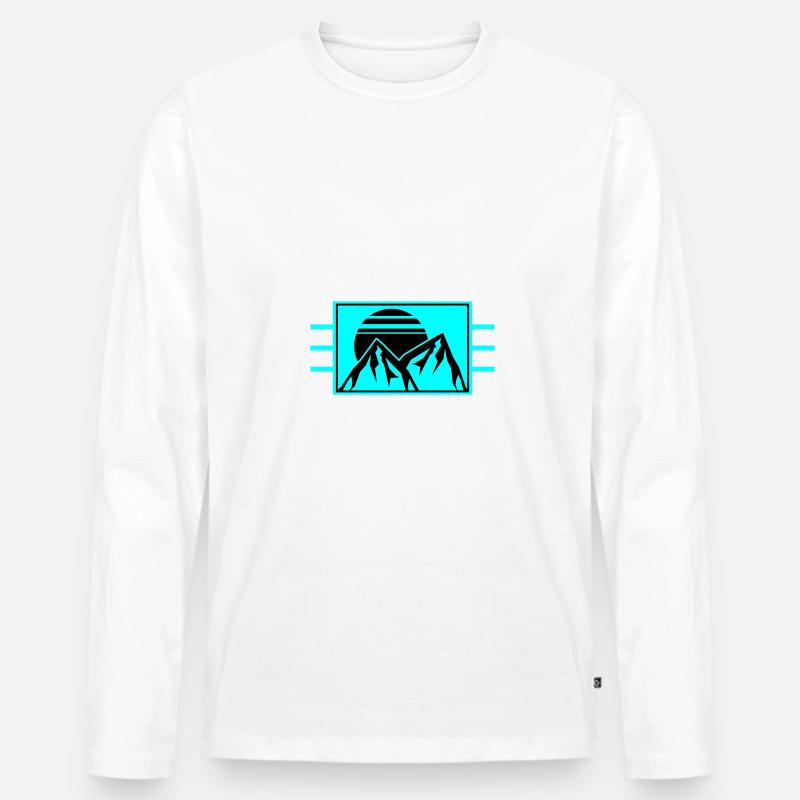 Berge Mountains Logo - Männer Premium Bio Langarmshirt - Weiß