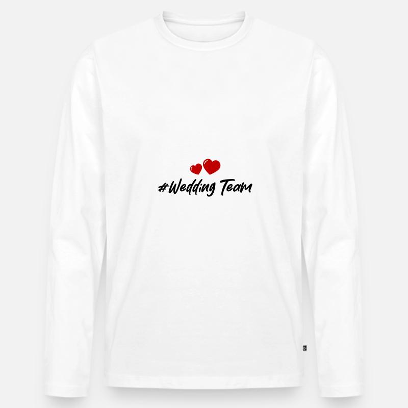 Hochzeit Team Herz - Männer Premium Bio Langarmshirt - Weiß