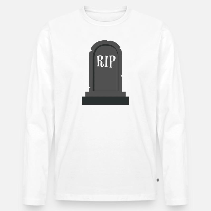 Grabstein RIP Halloween - Männer Premium Bio Langarmshirt - Weiß