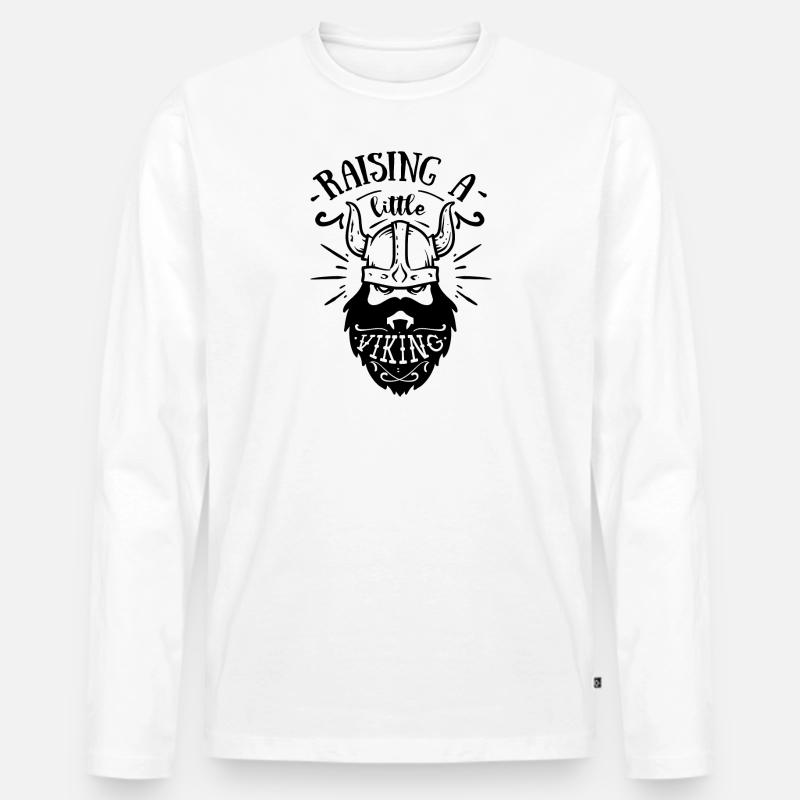 Ein bisschen Wikinger großziehen - Männer Premium Bio Langarmshirt - Weiß