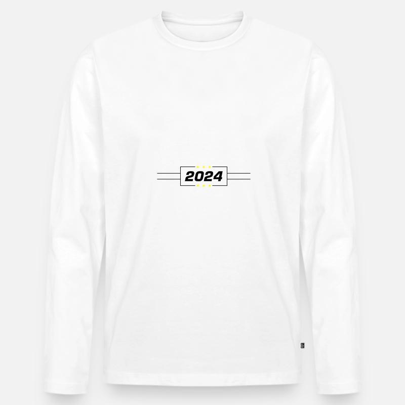 2024 Jahr - Männer Premium Bio Langarmshirt - Weiß
