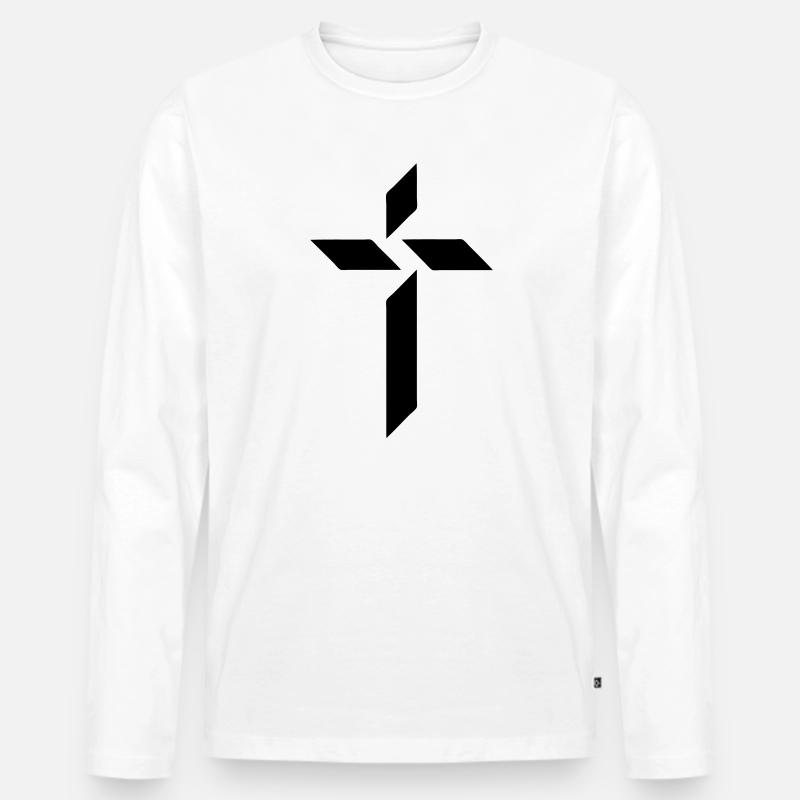Jesus Kreuz - Männer Premium Bio Langarmshirt - Weiß