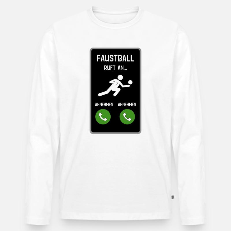 Faustball ruft an - Männer Premium Bio Langarmshirt - Weiß