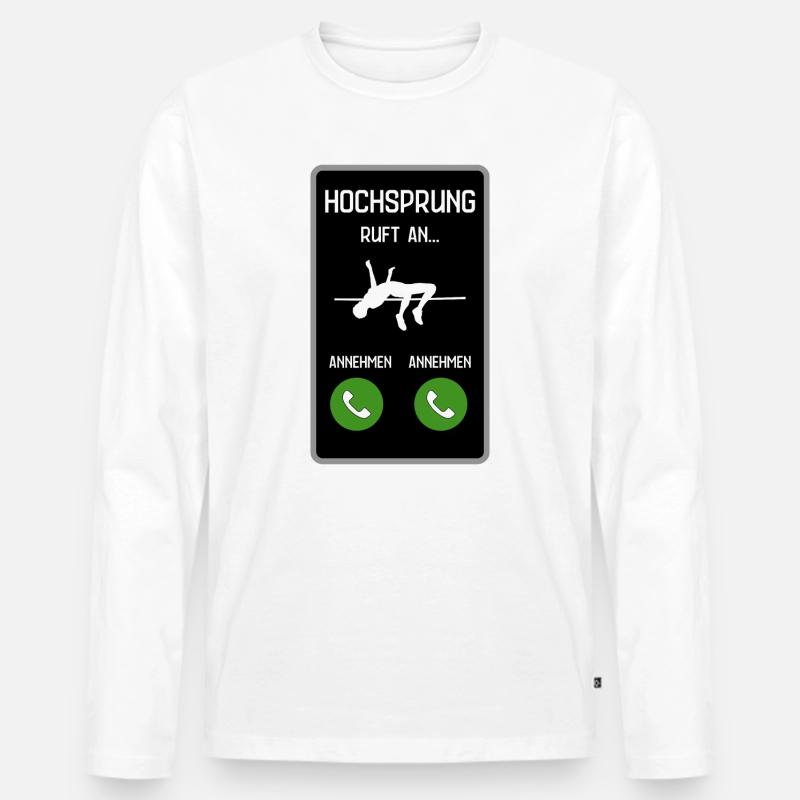 Hochsprung ruft an - Männer Premium Bio Langarmshirt - Weiß