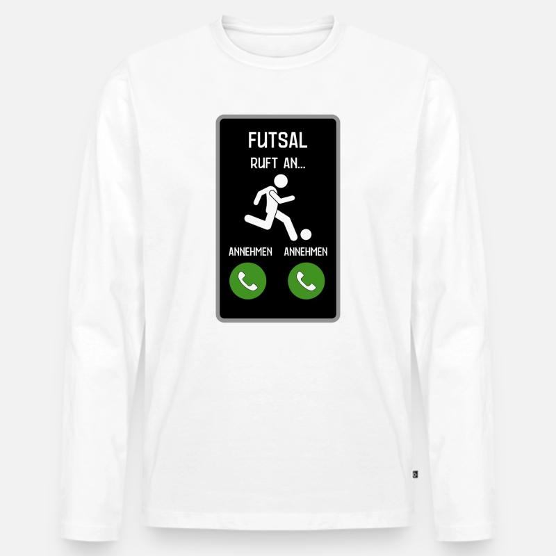 Futsal ruft an - Männer Premium Bio Langarmshirt - Weiß