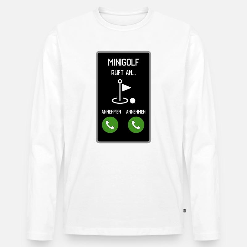 Minigolf ruft an - Männer Premium Bio Langarmshirt - Weiß