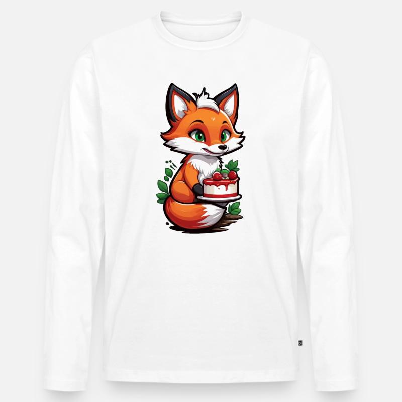 Foxy Cake Delight - Männer Premium Bio Langarmshirt - Weiß