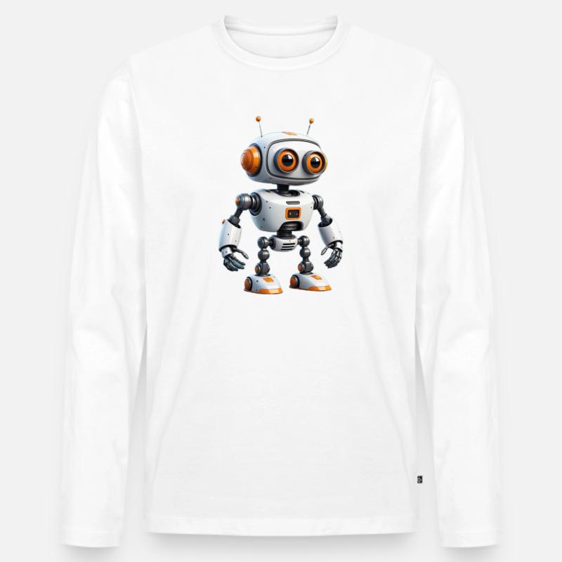 Kleiner Robo-Entdecker - Männer Premium Bio Langarmshirt - Weiß