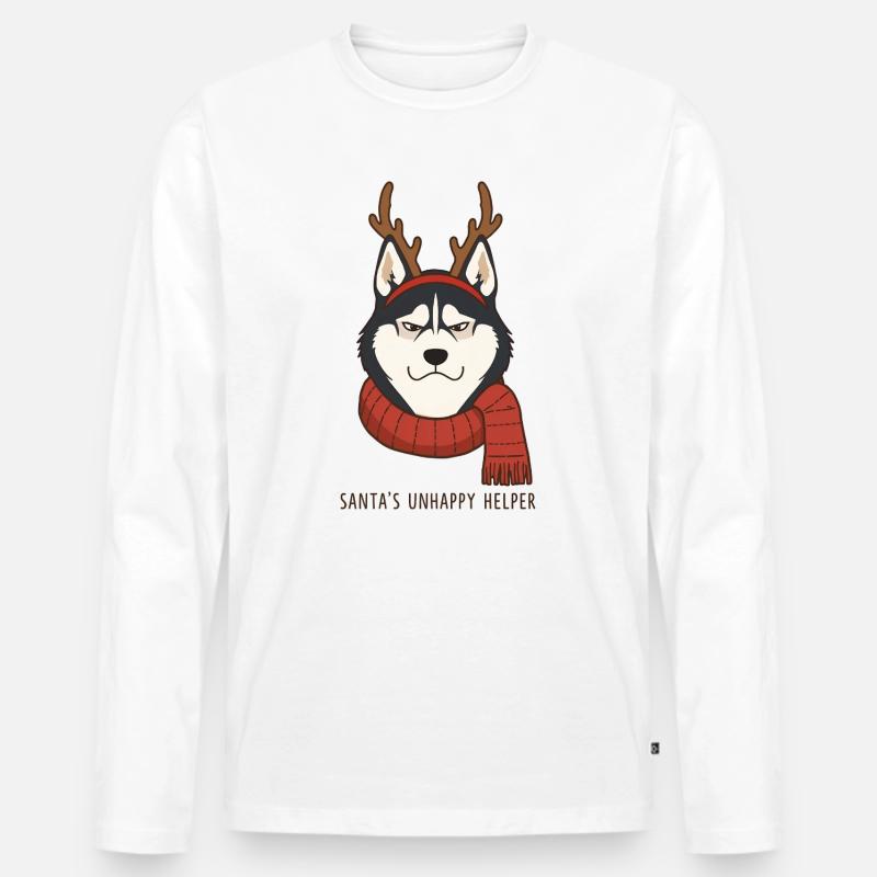 Grumpy Husky – Santa’s Unhappy Helper - Männer Premium Bio Langarmshirt - Weiß
