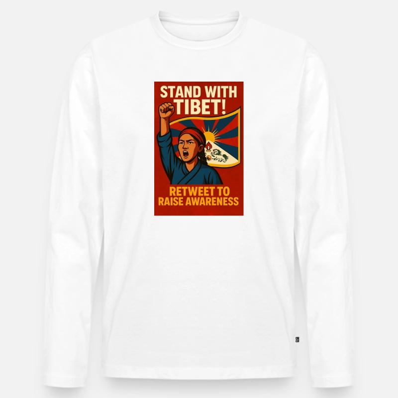 Stehen Sie an der Seite Tibets! - Männer Premium Bio Langarmshirt - Weiß