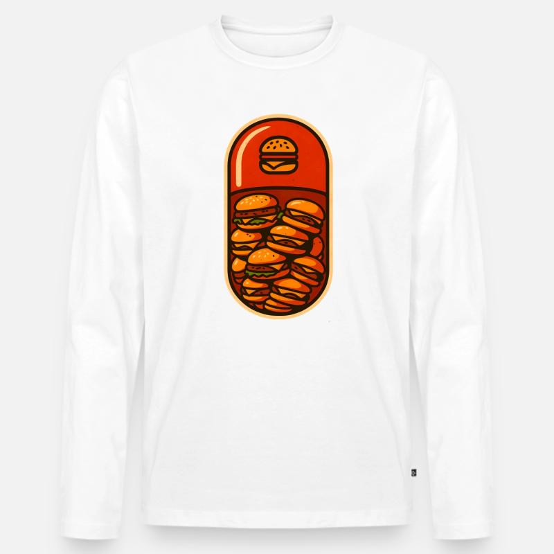 Lustiges Hamburger Stack Lover Design - Männer Premium Bio Langarmshirt - Weiß