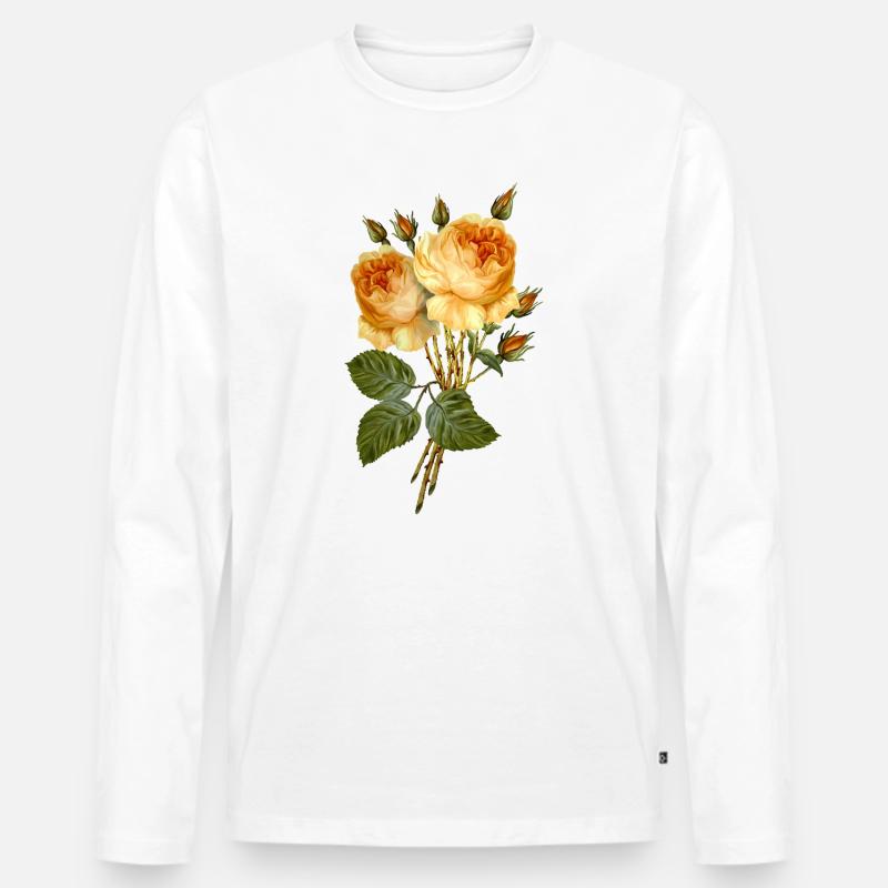 Blumen - Männer Premium Bio Langarmshirt - Weiß