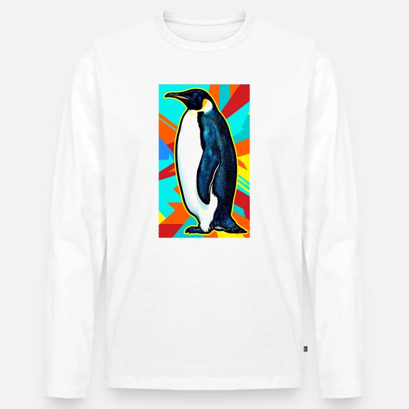 Pinguin - Männer Premium Bio Langarmshirt - Weiß