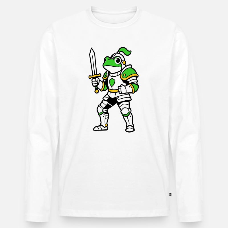 Froschritter - Männer Premium Bio Langarmshirt - Weiß