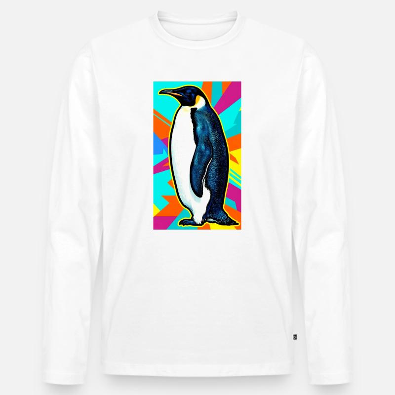 Pinguin - Männer Premium Bio Langarmshirt - Weiß