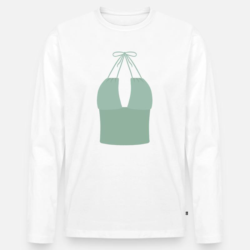 Mint Halter Bikini-Oberteil - Männer Premium Bio Langarmshirt - Weiß