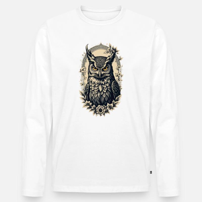 Edle Waldohreule - Männer Premium Bio Langarmshirt - Weiß