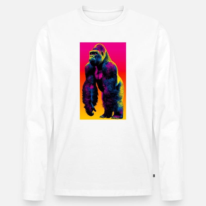 Gorilla - Männer Premium Bio Langarmshirt - Weiß