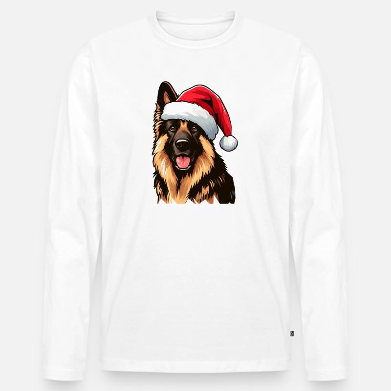 Deutscher Schäferhund Der Weihnachtsmann - Männer Premium Bio Langarmshirt - Weiß
