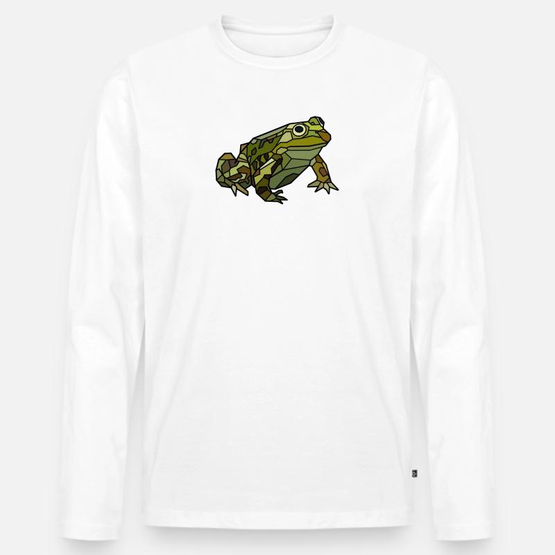 Frosch - Männer Premium Bio Langarmshirt - Weiß