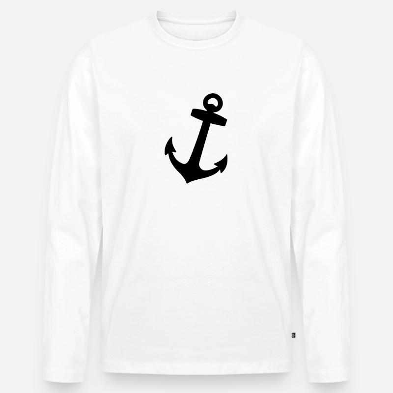 Anker - Männer Premium Bio Langarmshirt - Weiß