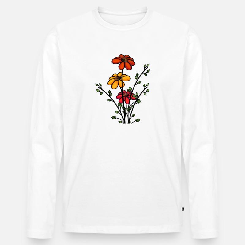 Blumenstrauß SPRING - Männer Premium Bio Langarmshirt - Weiß