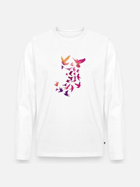 tauben,taube,vögel,vogelschwarm,bunt,graffiti, - Männer Premium Bio Langarmshirt - Weiß