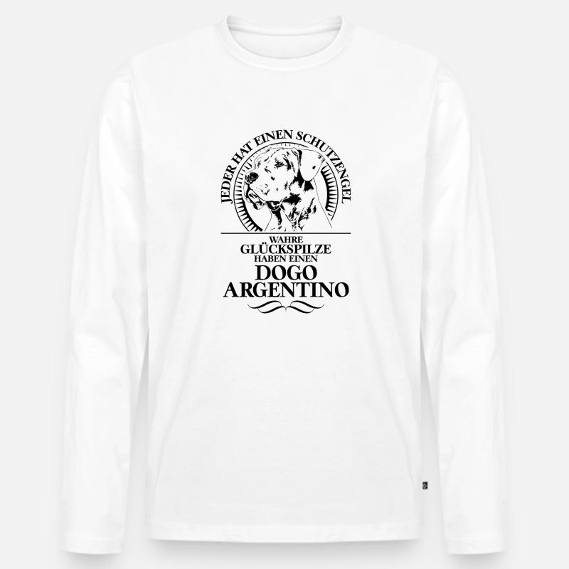 DOGO ARGENTINO Schutzengel Hunde Spruch Wilsigns - Männer Premium Bio Langarmshirt - Weiß