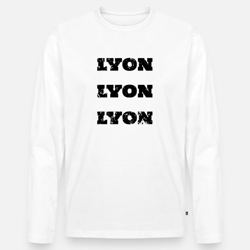 Lyon, Frankreich - Männer Premium Bio Langarmshirt - Weiß