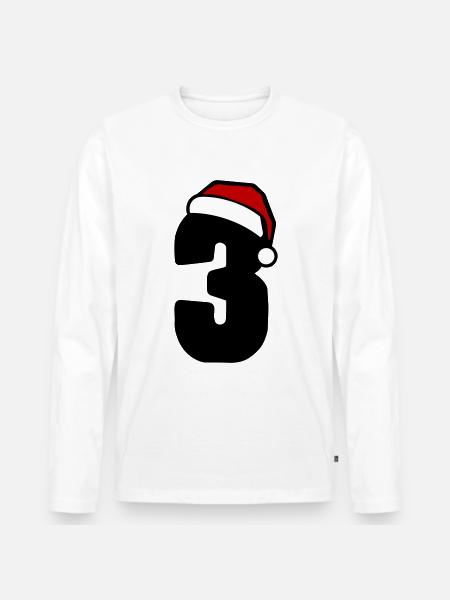 3 Zahl Weihnachten - Männer Premium Bio Langarmshirt - Weiß
