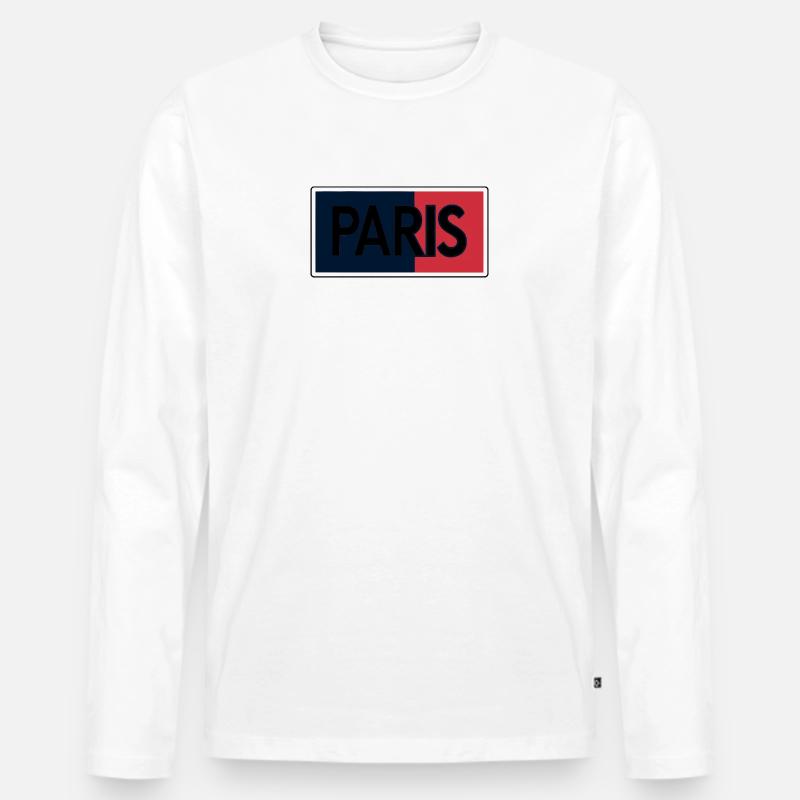 Pariser Flagge Split-Typografie - Männer Premium Bio Langarmshirt - Weiß