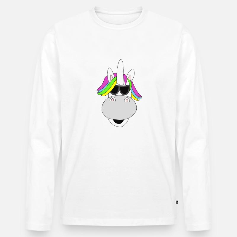 Cool Einhorn - Männer Premium Bio Langarmshirt - Weiß