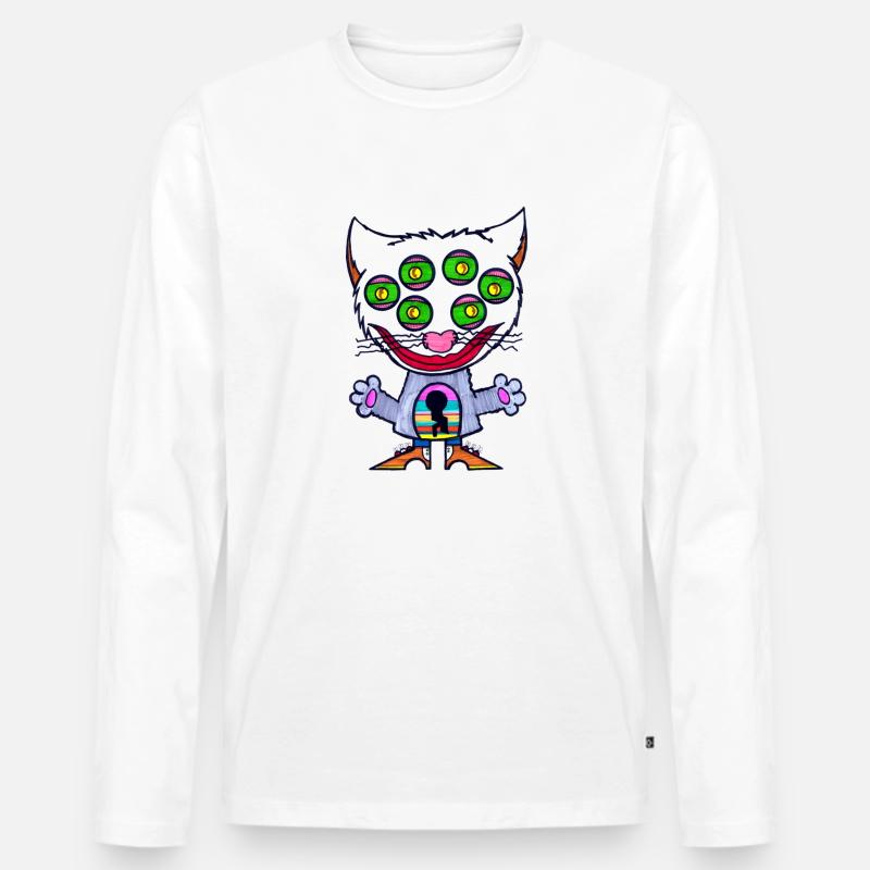 Schloss Katzen Augen - Männer Premium Bio Langarmshirt - Weiß