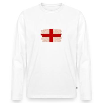 Made in England 1963 - St George's Day - English - Men's Premium Organic Long Sleeve Shirt - white - Front - Nico (187cm)