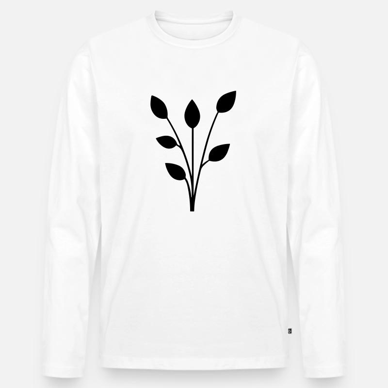Blume mit Stiel - Männer Premium Bio Langarmshirt - Weiß