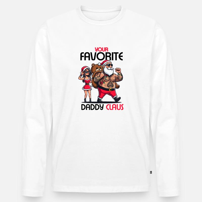 PAPA CLAUS - Männer Premium Bio Langarmshirt - Weiß