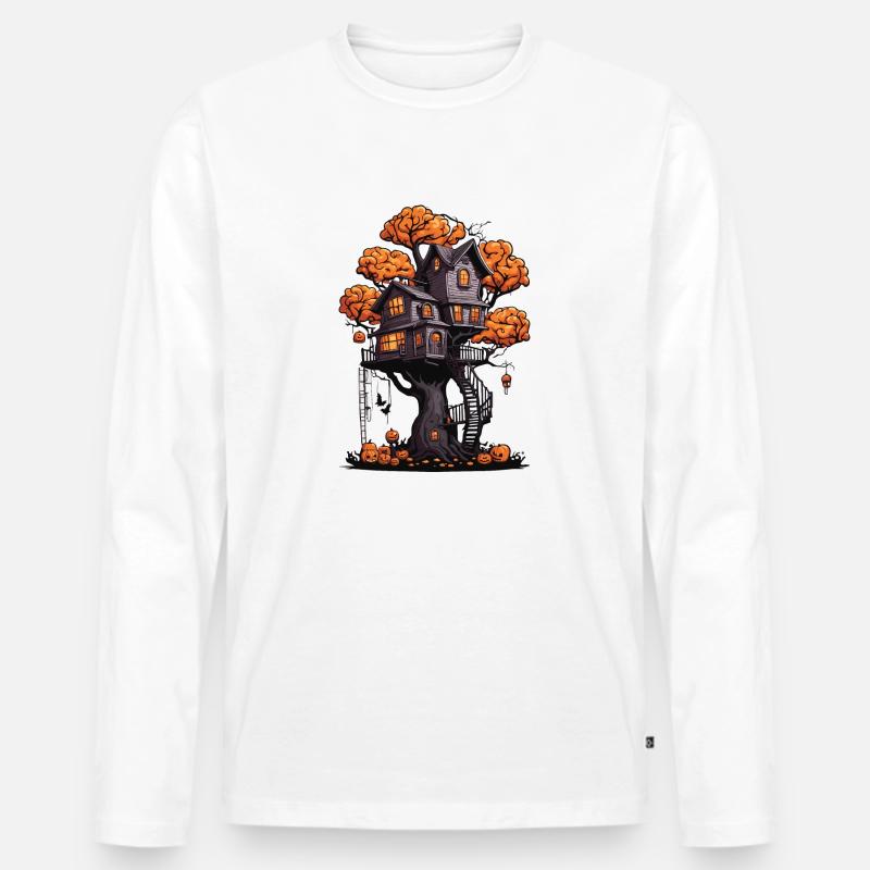 Baumhaus / Baumkrone / Baumhütte / Abenteuer - Männer Premium Bio Langarmshirt - Weiß