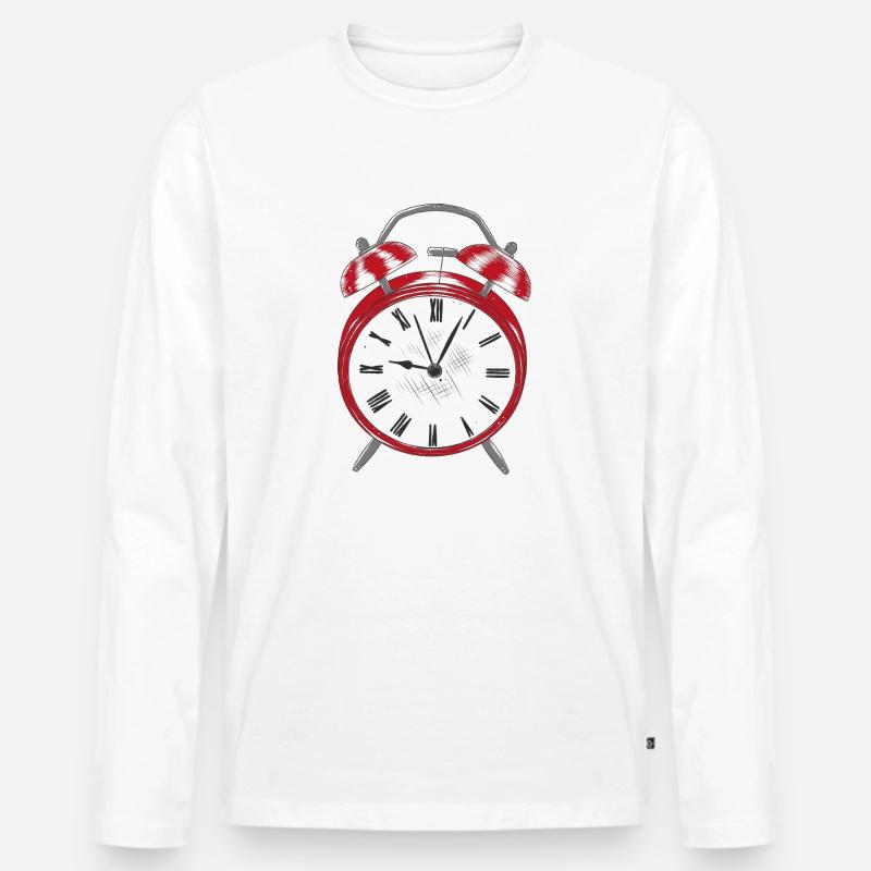 Wecker Alarm Uhr - Männer Premium Bio Langarmshirt - Weiß