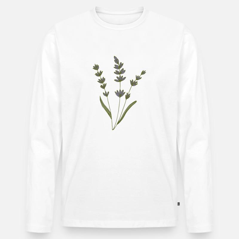 lavendel - Männer Premium Bio Langarmshirt - Weiß