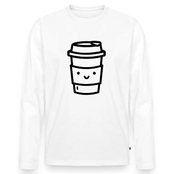 Kaffeebecher - Männer Premium Bio Langarmshirt - Weiß - Vorne - Nico (187cm)