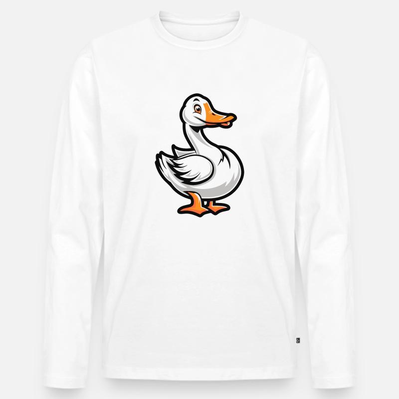 Gans Comic - Männer Premium Bio Langarmshirt - Weiß