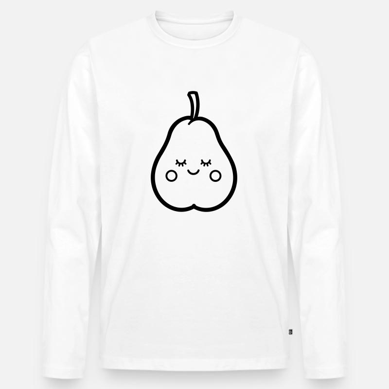 Birne - Männer Premium Bio Langarmshirt - Weiß