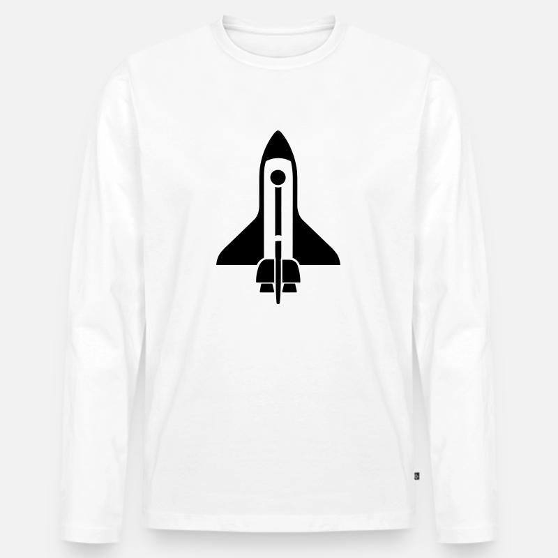Rakete - Männer Premium Bio Langarmshirt - Weiß