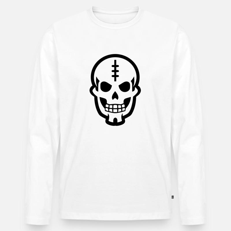 Schädel - Männer Premium Bio Langarmshirt - Weiß